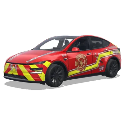 紅色消防員徽章車身貼膜 – 特斯拉 Model Y 塗裝