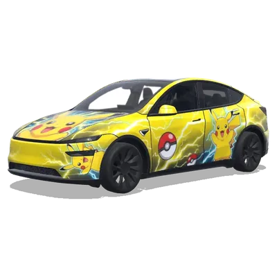 Pikachu Yellow Theme (黄色皮卡丘主题，前盖板有个大皮卡丘头) – Tesla Model Y wrap