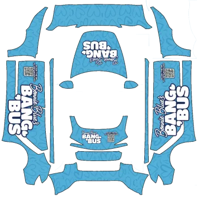 보니 블루 밴 (Bonnie Blue Bang Bus Wrap) – 테슬라 Model 3 랩핑