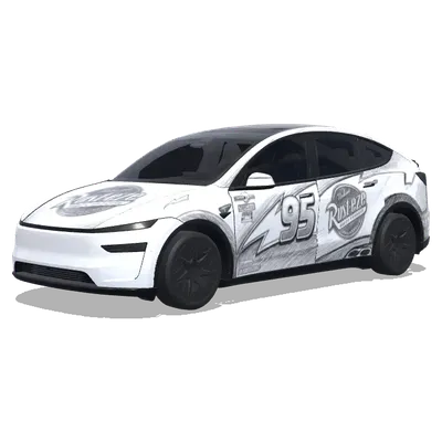 Lightning McQueen Skizze (Lightning McQueen，黑白素描风格) – Tesla Model Y L Wrap