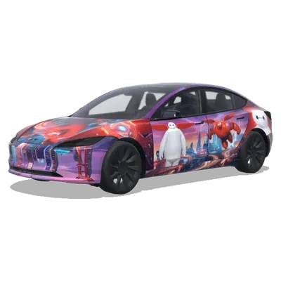 Тема Baymax (Create a baymex theme car) – оклейка Tesla Model 3