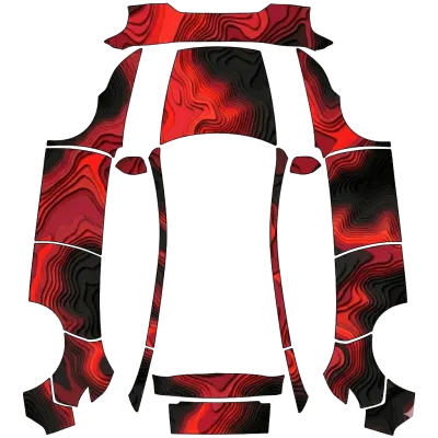Topográfico Rojo Negro (Topogtapic Red_Black) – wrap para Tesla Model Y