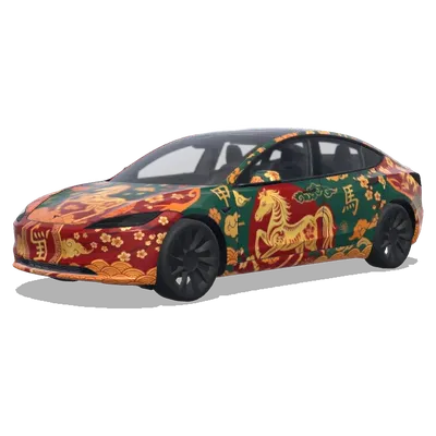 Nouvel An Cheval (chinese new year of the horse) – covering Tesla Model 3