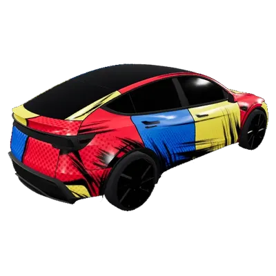 セルシェイドコミック - Model Y Juniper Performance (Cel-Shaded Comic - Model Y Juniper Performance) – テスラ Model Y ラッピング
