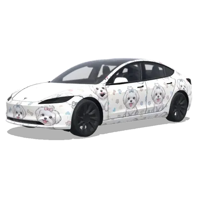 cute Maltese dog – Tesla Model 3 wrap
