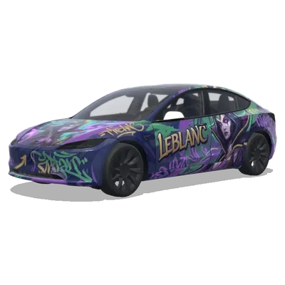 LeBlanc LoL (帮我在车辆侧片涂鸦英雄联盟诡术妖姬的皮肤) – covering Tesla Model 3