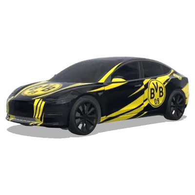 Чёрный с жёлтым BVB (schwarz mit gelben design und bvb logos) – оклейка Tesla Model 3