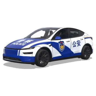 Tesla de police bleu et blanc (警车涂装，蓝白条纹，官方徽章和紧急车辆标记) – covering Tesla Model Y