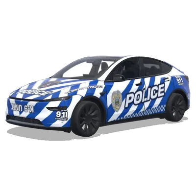 Diagonal Blue Police Wrap – Tesla Model Y wrap