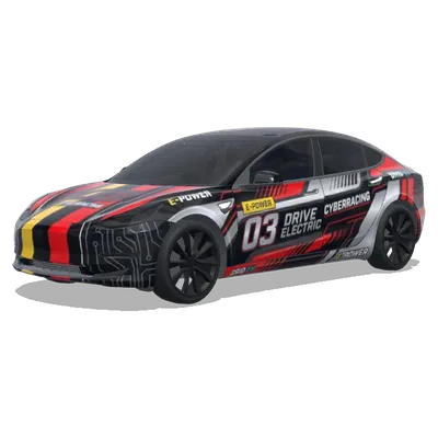 Circuit 03 Cyberracing (赛车涂装，大胆的赞助商贴花，赛车条纹，号码牌和性能导向的图案) – Tesla Model 3 wrap