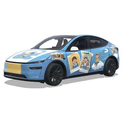 Переработка фото (사진속 아이를 다시 배치해서 어울리게 만들어줘) – оклейка Tesla Model Y