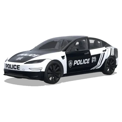 Чёрно-белая полицейская 911 – оклейка Tesla Model 3