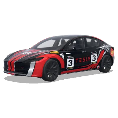 Schwarz-Rot-Nummer-3-Rennsport – Tesla Model 3 Wrap