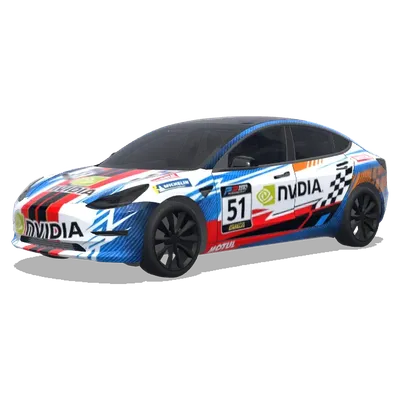 Nvidia Checkered Racing Wrap (赛车涂装，大胆的赞助商贴花，赛车条纹，号码牌和性能导向的图案) – Tesla Model 3 wrap