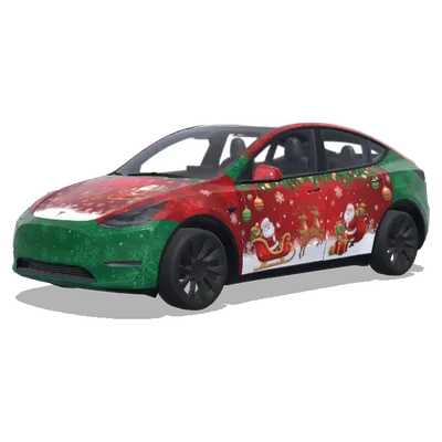 Weihnachtsverkleidung mit Santa-Schlitten – Tesla Model Y Wrap