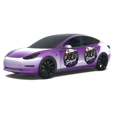 Weiß-Lila Verlauf mit Bild – Tesla Model 3 Wrap