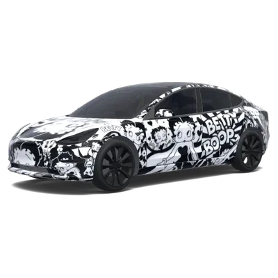 베티 부프 블랙 랩 (Betty Boop wrap. Colors: black.) – 테슬라 Model 3 랩핑