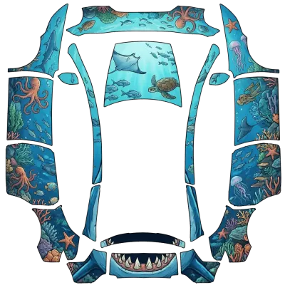 Blauer Hai (Blue shark in the sea) – Tesla Model Y L Wrap