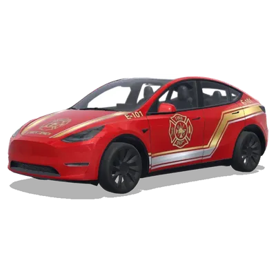 紅色消防車塗裝配金色條紋 – 特斯拉 Model Y 塗裝