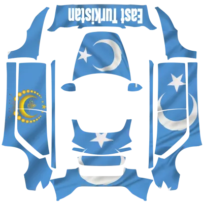 Drapeau Turkestan Oriental (East Turkistan Flag) – covering Tesla Model 3