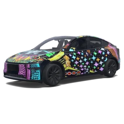 Neon-Galaxie-Folierung – Tesla Model Y Wrap