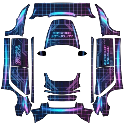 Киберпанк максieW (Cyberpunk maxieW) – оклейка Tesla Model 3