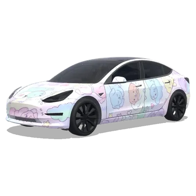 Pastel Kawaii Dog – Tesla Model 3 wrap