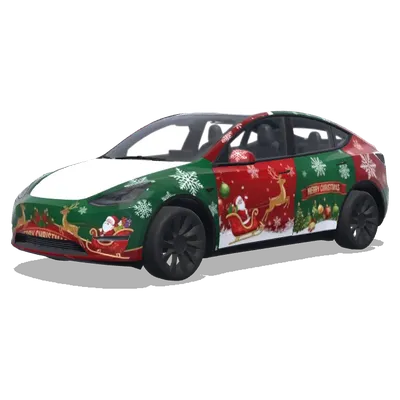 Weihnachtsverkleidung mit Santa-Schlitten – Tesla Model Y Wrap