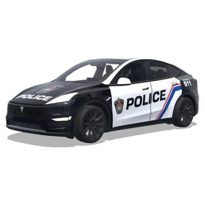 Чёрно-белая полицейская 911 – оклейка Tesla Model Y