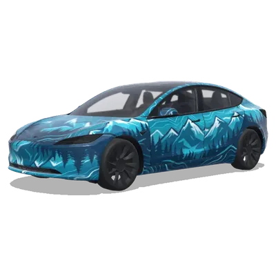 Blaues Outdoor-Design (青を基調としたアウトドアに合うカッコいいデザイン) – Tesla Model 3 Wrap