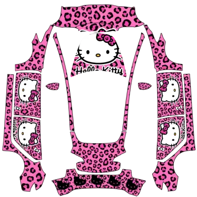 Hello Kitty: чёрно-розовый гепард (Hello Kitty Black & Pink Cheetah) – оклейка Tesla Model 3