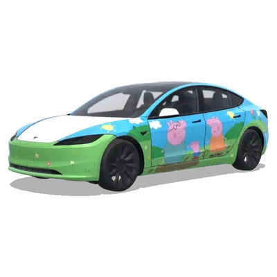 Свинка Пеппа (Pepa Pig) – оклейка Tesla Model 3