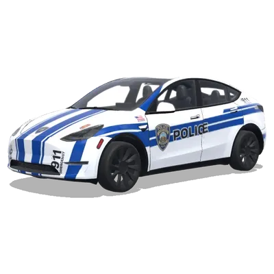 Полицейский Tesla с синей полосой (警车涂装，蓝白条纹，官方徽章和紧急车辆标记) – оклейка Tesla Model Y