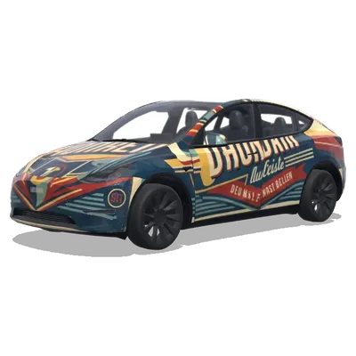 ポスター風ラッピング – テスラ Model Y ラッピング