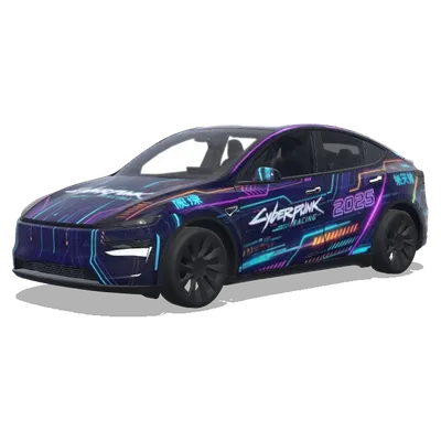Cyberpunk Race Car Style (根据我上传的图片风格生成赛博朋克风格的赛车涂装) – Tesla Model Y wrap