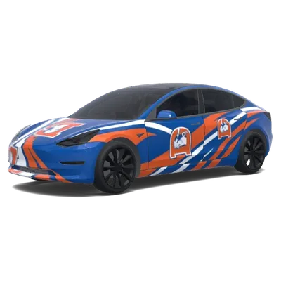 Denver Broncos Retro (Denver Broncos retro d logo.) – Tesla Model 3 Wrap