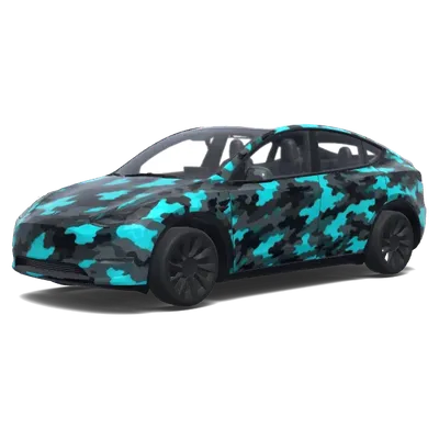 Teal-Camo-Folierung für Tesla – Tesla Model Y Wrap