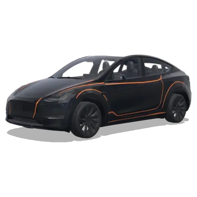 Matte Black Orange Circuit – Tesla Model Y wrap