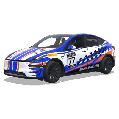 蓝橙格纹 77 – 特斯拉 Model Y 涂装