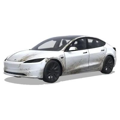 逼真脏污白色涂装 – 特斯拉 Model 3 涂装
