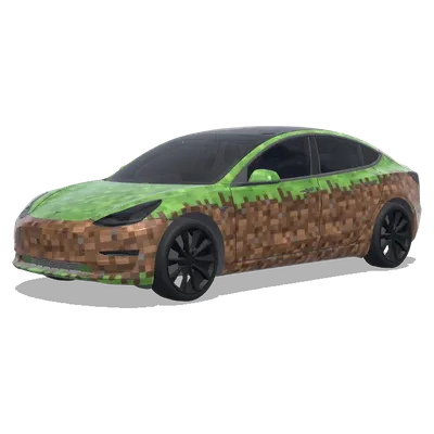 Minecraft grass block – Tesla Model 3 wrap