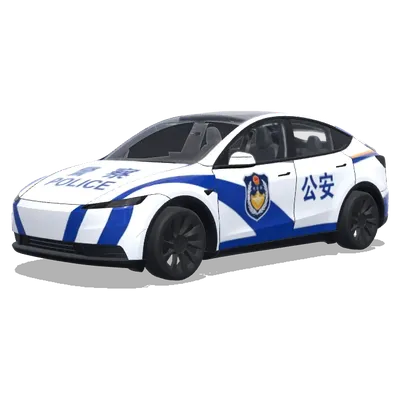Blaue und weiße Polizeistreifen (警车涂装，蓝白条纹，官方徽章和紧急车辆标记) – Tesla Model Y Wrap