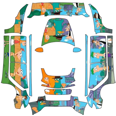 Phineas and Ferb with Perry the Platypus – Tesla Model 3 wrap