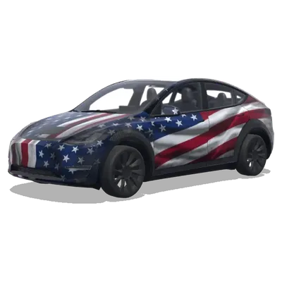 Флаг США с карбоном (American Flag with carbon fiber accents) – оклейка Tesla Model Y