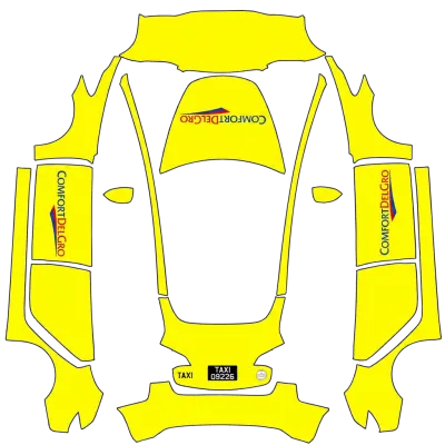 Taxi jaune confort Singapour (Comfort yellow taxi Singapore) – covering Tesla Model 3