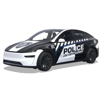 Диагональные полосы полицейского подразделения 911 – оклейка Tesla Model Y