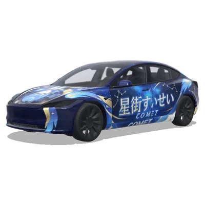 코멧 블루 테슬라 랩 (星街すいせい) – 테슬라 Model 3 랩핑