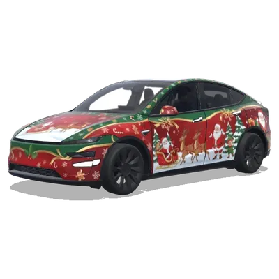 Weihnachtsverkleidung mit Santa-Schlitten – Tesla Model Y Wrap