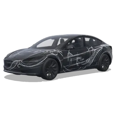 White Pencil Sketch – Tesla Model 3 wrap