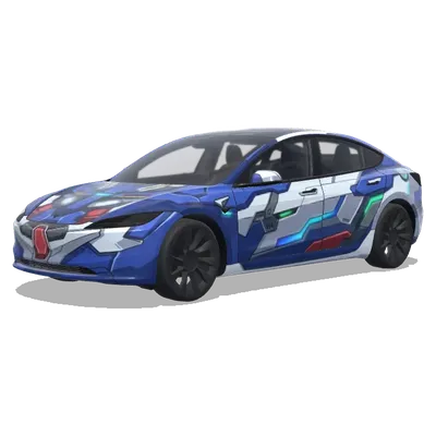 Blue Mecha Guardian – Tesla Model 3 wrap